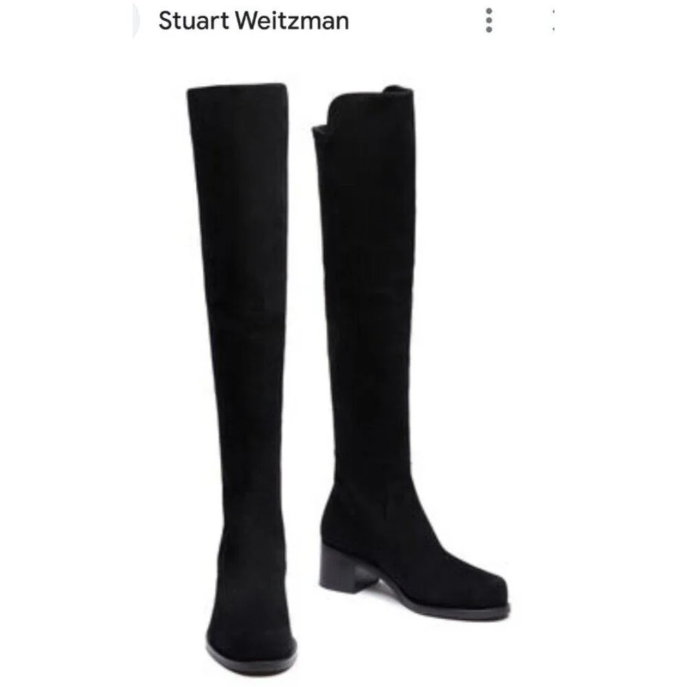 $850 STUART WEITZMAN Reserve Boot OVER THE KNEE SUEDE BOOT BLACK Size 6